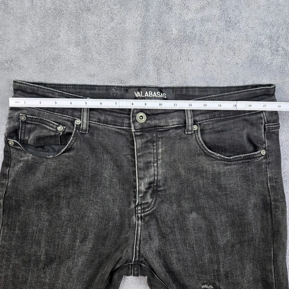 Valabasas Skinny Jeans Mens 36 Black Excellent Distressed Ripped Button Fly